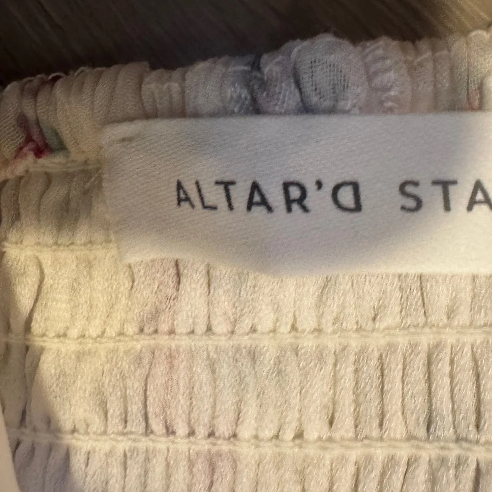 Altar'd State Cream Smocked Top with Subtle Pastel Floral - Picture 5 of 8